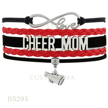 Custom Infinity Love Cheer Mom Were#1 Microphone Charms Bracelets For Women