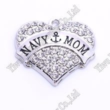 NAVY  MOM crystal Word Heart Dangle Sports Fitness Pendant-in Pendants from