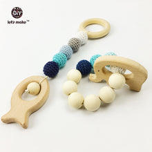 Let's Make Wood Nursing Necklace Toy Elephant Fish Set  Wood Bead Teething