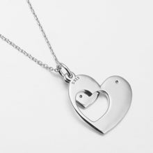 Eudora Genuine 925 Silver for Mom and Daughter Heart to Heart for Love Pend