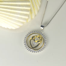 100% Real Pure S925 Sterling Silver Mother and Child Pendant Golden 925 Sil