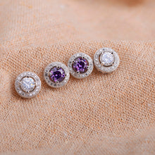 925 Original Silver Jewelry Woman Earring Stud Round Circle Shiny Clear Cry