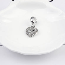 5PCS New White Crystal Zircon Heart Mom Pendant Zinc Alloy Dangle Charm Fit