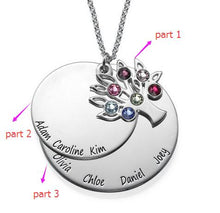 Family Tree Pendant Necklace 2016 New Arrival Birthstone Long Necklaces Cus