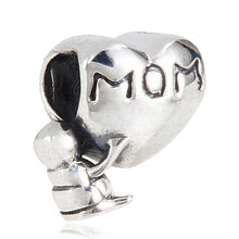 100% 925 Sterling Silver Baby with Mom heart beads Fit for Pandora Bracelet