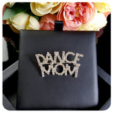 Silver Tone Clear Austrian Rhinestone Brooch Pin "DANCE MOM" Word Lapel Pin