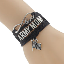Drop Shipping Infinity/ Love New Type Army Mom Bracelet  Black with Green C