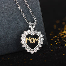 Silver Plated Chain"Mom"Letter Pendants Necklaces For Women Lovely Heart Rh