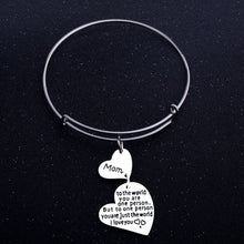 Mom Bangle I Love You Double Heart Pendant Family Mothers Day Gifts Bangle