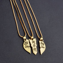 3pcs/set Hand Stamped "little Sis Mom Big Sis" Broken Heart Shaped Pendant