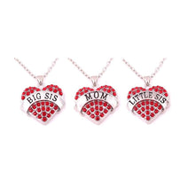 Family Member Jewelry Matching Necklaces Set Crystal Heart Mom Big Sis Lit