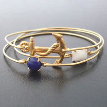 Gold/silver Personalized Monogram Anchor with Initials Bangle Bracelet Gift