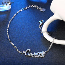 100% 925 Sterling Silver Bracelet Grace Letter Charm Bracelet Women Trendy
