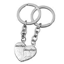 2PC Mom Daughter Heart shaped Charm Pendant Keychain Keyring Mother's Day G