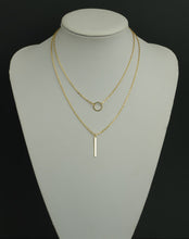 2 Double Layered Tier Long Gold Circle Simple Delicate Necklace Suitable Pe