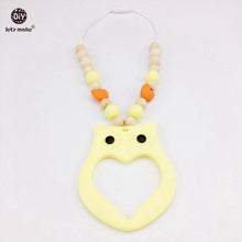 Let's Make Baby Teething Jewelry 4pc Chewable Silicone Owl Wooden Bead Teet