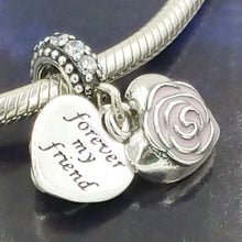 Fits Original Pendora Bracelets/Necklaces Silver Pendant Rose Pink Heart Ch