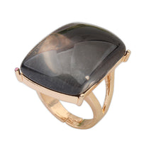 Vintage Yellow Black Square Design Resin Big Stone Ring Women Wedding Rings