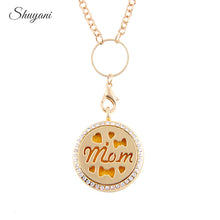 10pcs/lot 30mm Mom Locket With Chains Pads Silver Aromatherapy Lockets Pend