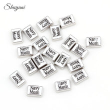 20pcs/lot Wholeslae Alphabet Navy Mom Charms Zinc Alloy Word Floating Locke