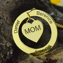 Wholesale Moms Heart Necklace with Kids Names Gold Color Circle Heart Famil
