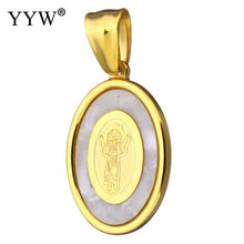 YYW Women Men Mom Gifts Gold color Stainless Steel Pendants Jewelry Oval Wh