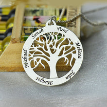 Wholesale Family Tree Necklace Engraved Circle Name Necklace Sterling Silve