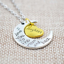 ISINYEE Fashion "I love you mom " Moon Heart Pendant Chain Necklace For Wom