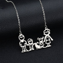 Stainless Steel Gold Family Necklace Pendant Boy Girl Pet Mom Dad Necklace