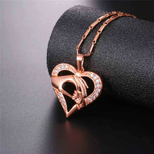 U7 Love Heart Mom Baby In Hand Pendant & Chain Necklace Cubic Zirconia Than