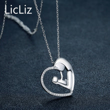 LicLiz 925 Sterling Silver Pendant Chain Necklace Gift For Mother Mom Heart