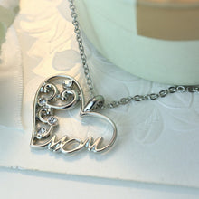 New Mom Charm Silver Crystal Chain Heart Pendant Necklace Love Mother's Day