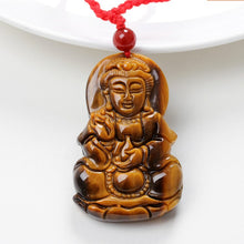Fine Carving Natural Chinese Yellow Tiger eye Stone Buddha Pendant Lucky A