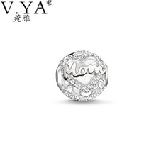 V.Ya Fashion Loose Beads fit for Mum &Mom White Gold Cubic Zirconia Round P