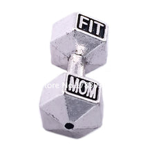 Antique Silver Plating Gym Fitness Dumbbell Beads Fit Mom Charm Bracelet Ma