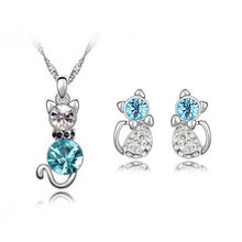 Retail Romantic Engagement Cute Cat Jewelry Sets Necklace Earrings with Aus
