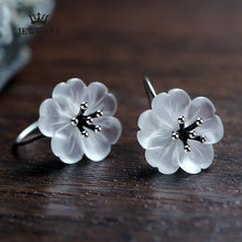 925 Sterling Silver Flower Earrings Transparent Girls Gift Fine Jewelry Vin