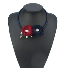 2017 Hot Sale Handmade Fabric Flower Choker Leather Fashion Necklace Jewelr