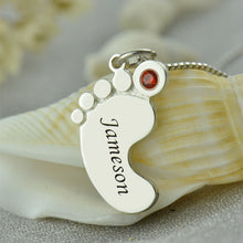 Wholesale Birthstone Necklace Baby Feet Necklace kids Name Mother Necklace