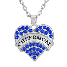 my shape Elegant Heart Rhinestone Paved Cheer Mom Pendant Necklace Christma
