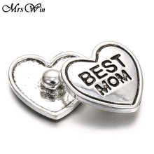 10pcs/lot Mrs Win Snap Jewelry BEST MOM Metal 18mm Snap Leather vintage Sna