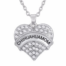 my shape 1pcs Chihuahua MOM Clear Crystal Rhinestone Heart Pendant Pet Chih