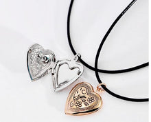 MOM Birthday Gift Photo Settings Black Leather Chain Floating Locket Heart