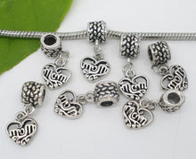 DoreenBeads 10 antique silver "MOM" Heart Charms Slide Pendantss Fit Europe