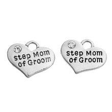 DoreenBeads Alloy Charms Heart silver color Message " Step Mom Of Groom " C