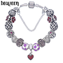 Dequeen (Best Mom)Charm Bracelet Purple Beads with Pearl Pendant Glass Bead
