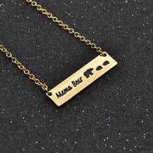 fashion lychee Mama Bear Bar Necklace Mom Pendant Chain Necklace For Mom Mo