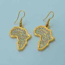 Anniyo Rhinestone Africa Map Earrings for Women/Girl,Gold Color Trendy Afri