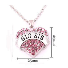Pink Crystal Heart Big Sis Lil Sis Mom Family Sentiments Message Pendant Ne