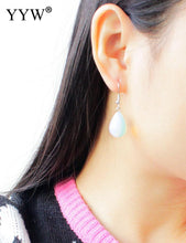 YYW New Fashion Lucky Mom Gifts White Moonstone Drop Earring 13x38mm Sea Op